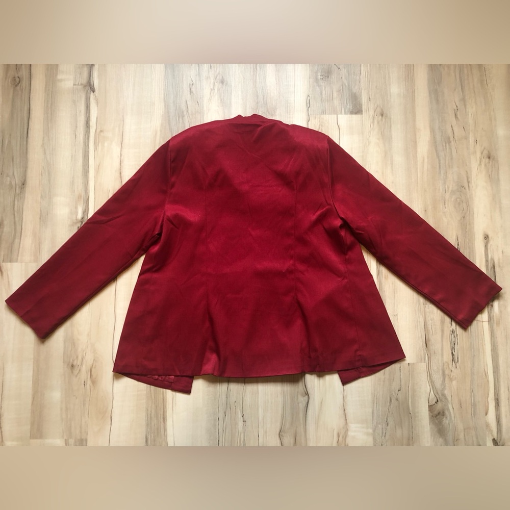 Womens Red Military-Style Button Blazer with Crown Gold Buttons Open Faced - Picture 6 of 9